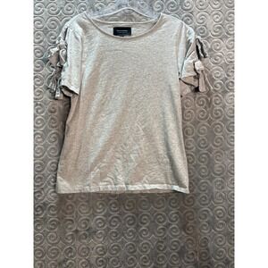 Banana Republic Womens Gray Short Sleeve Tie Cuff T Shirt Top Size S‎